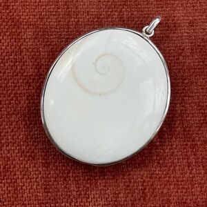 Huge BALI Shell Pendant with Silver Trim